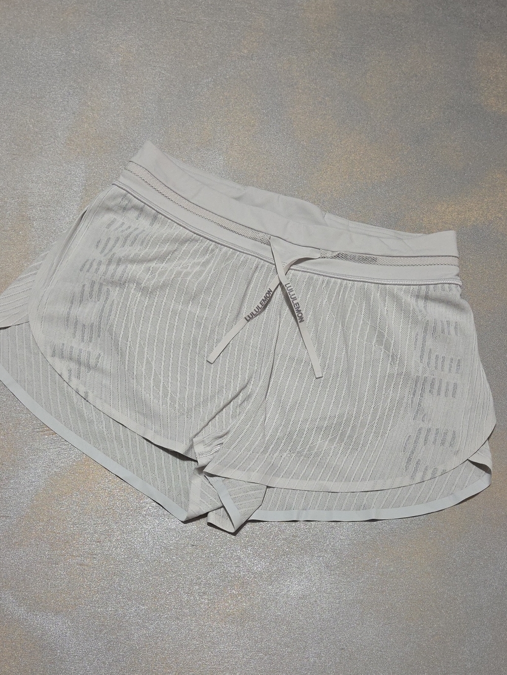 lululemon athletica Light Gray Striped Athletic Shorts